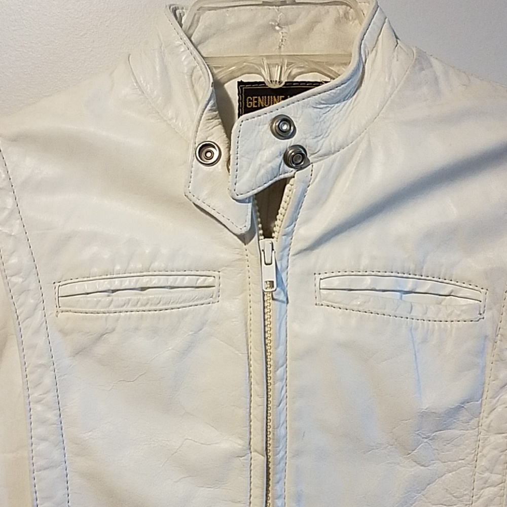 SOLD! Ivory Leather Jacket - Picture 2 of 8